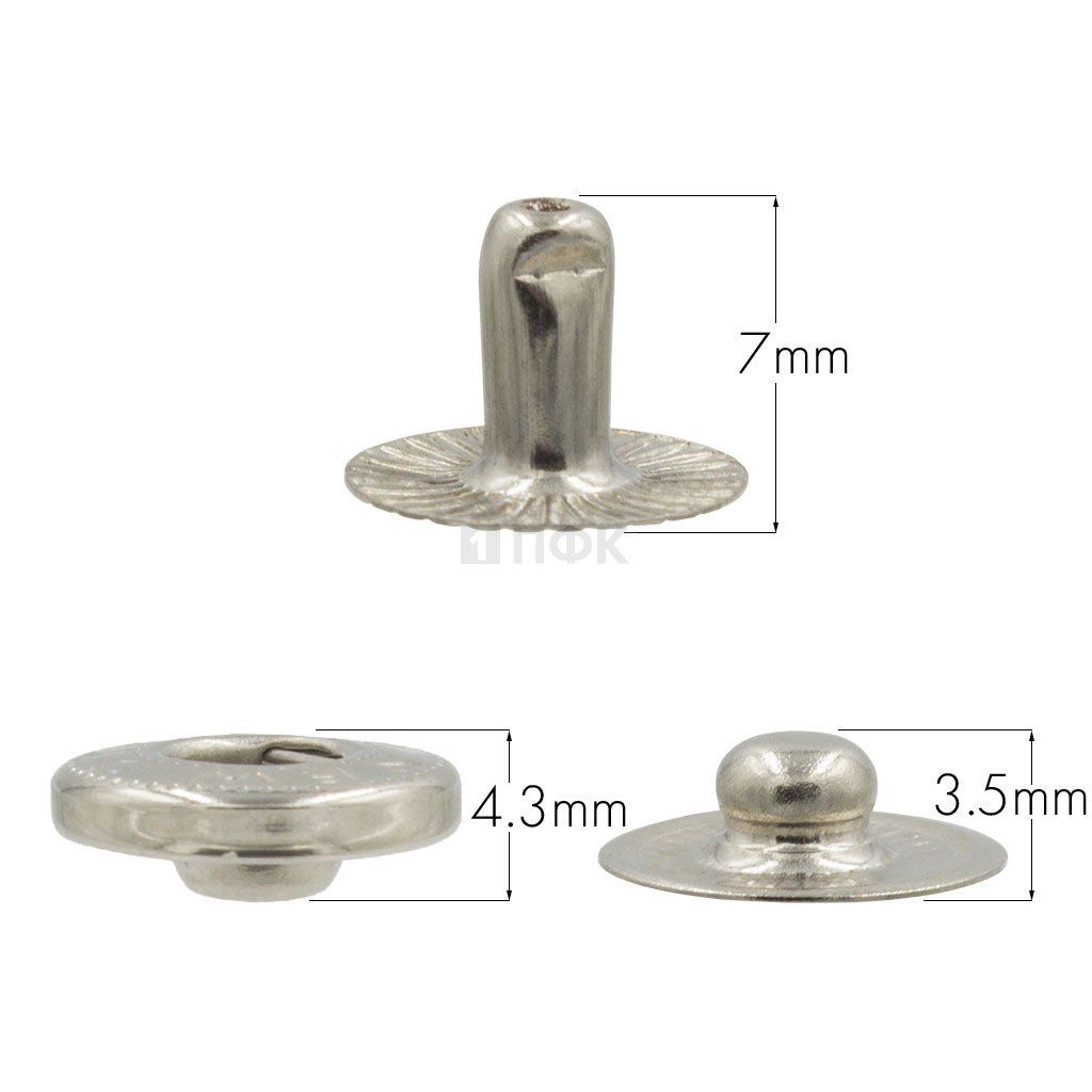 3 Части кнопки для одежды 12,5мм Альфа сталь цв никель (уп 1440шт) NEW STAR