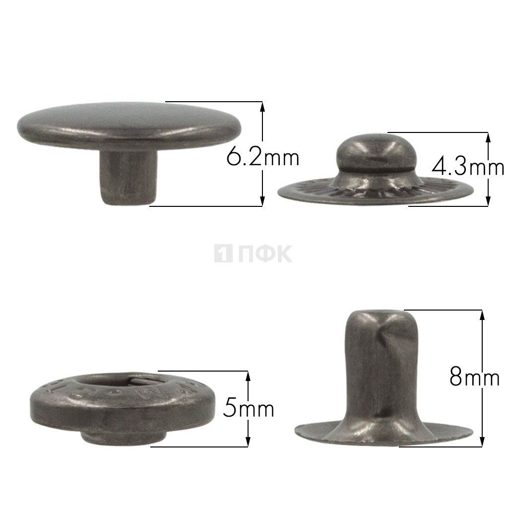 Кнопка для одежды 15мм Альфа сталь цв никель тем (уп 720шт) STORM — ПФКР Кнопка для одежды 15мм Альфа сталь цв никель тем (уп 720шт) STORM