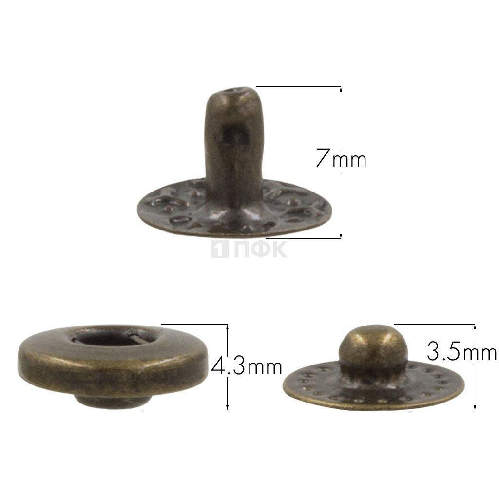 3 Части кнопки для одежды 12,5мм Альфа сталь цв антик (уп 1440шт) NEW STAR  — ПФКР 3 Части кнопки для одежды 12,5мм Альфа сталь цв антик (уп 1440шт) NEW STAR