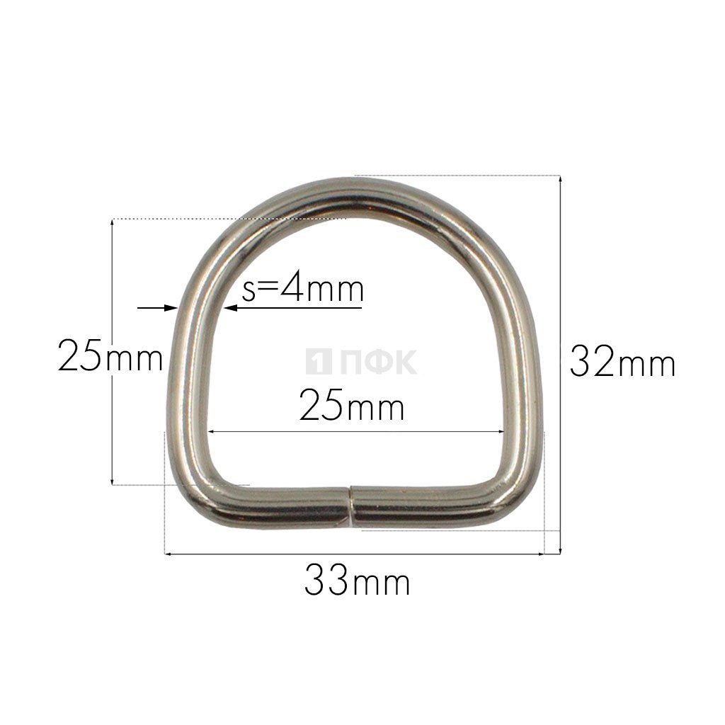 Полукольцо 25мм (толщ 4мм) цв никель (уп 200шт/3000шт) ВЫСОКОЕ