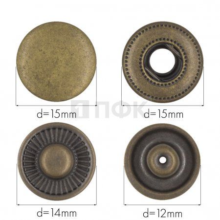 Кнопка для одежды 15мм Альфа латунь цв антик (уп 720шт) NEW STAR Кнопка для одежды 15мм Альфа латунь цв антик (уп 720шт) NEW STAR