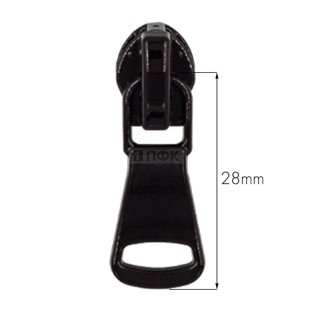 Бегунок для спиральной (витой) молнии тип 7 автомат арт.C8 цв черный лакир. (уп 500шт/5000шт)