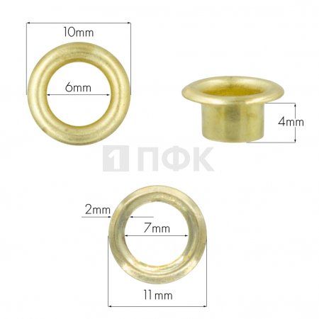 Люверсы №4 6мм сталь эконом цв золото (уп 5000шт/100000шт) Люверсы №4 6мм сталь эконом цв золото (уп 5000шт/100000шт)