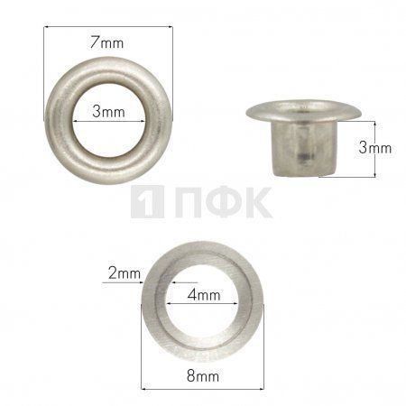 Люверсы №17 3мм латунь цв никель (уп 5000шт) 