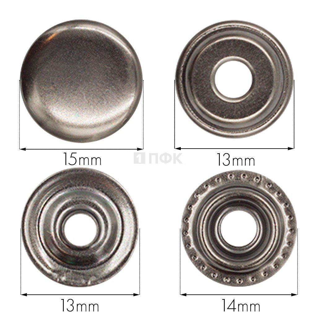 Кнопка для одежды 15мм №61 латунь цв никель тем (уп 720шт) ПФК