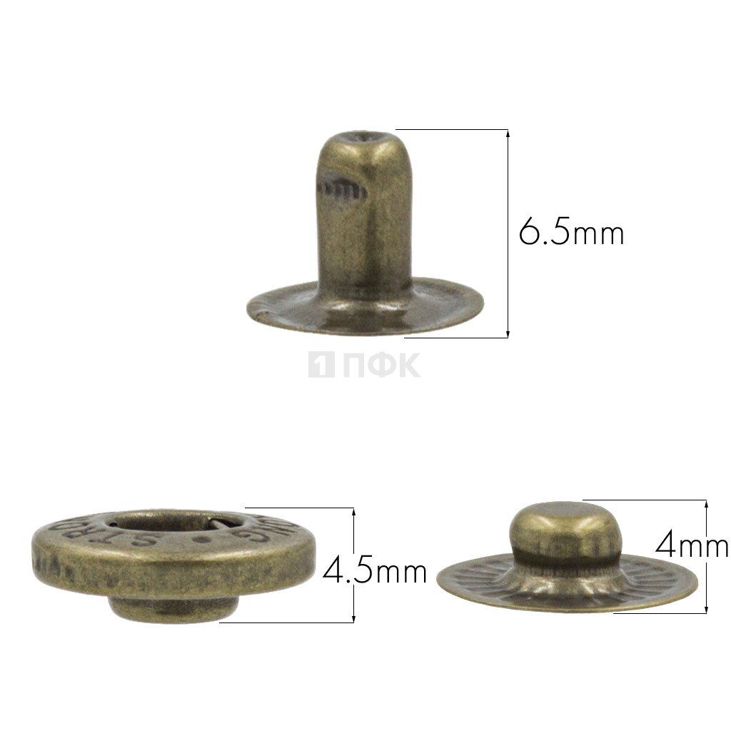 3 Части кнопки для одежды 12,5мм Альфа сталь цв антик (уп 1440шт) STRONG  — ПФКР 3 Части кнопки для одежды 12,5мм Альфа сталь цв антик (уп 1440шт) STRONG