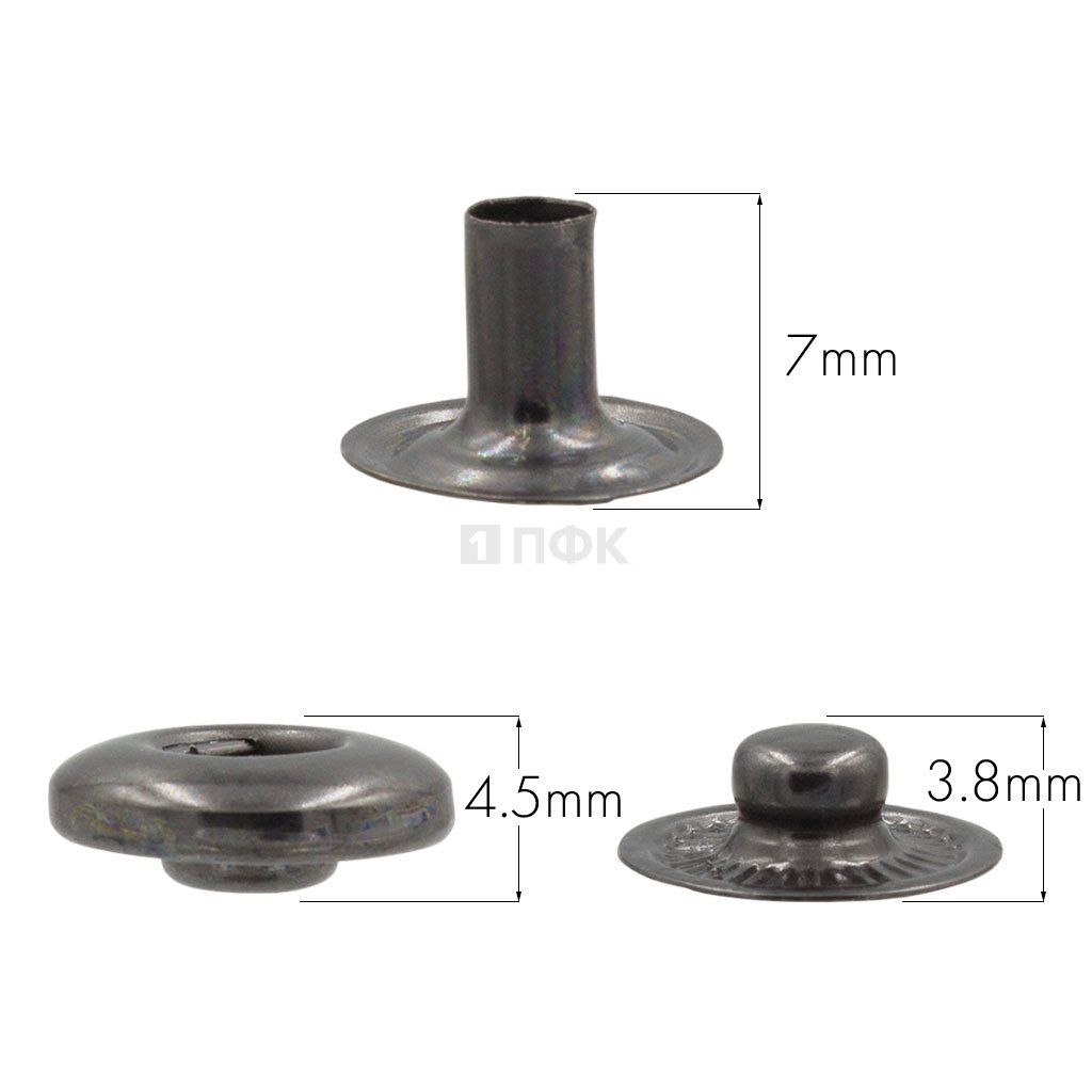 3 Части кнопки для одежды 12,5мм Альфа нерж цв никель тем (уп 1440шт) BUTTONI