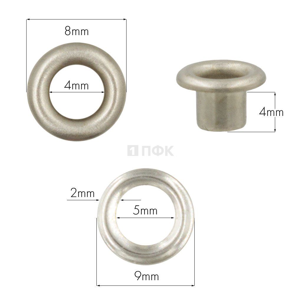 Люверсы №2 4мм сталь эконом цв никель (уп 5000/200000шт)
