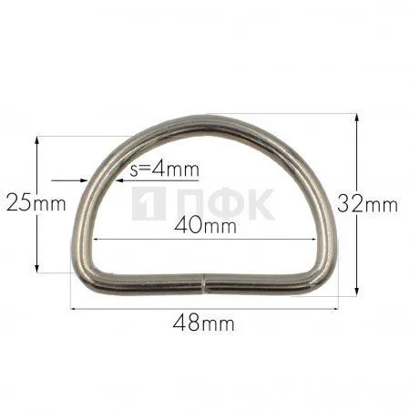 Полукольцо 40мм (толщ 4мм) цв никель (уп 200шт/3000шт)