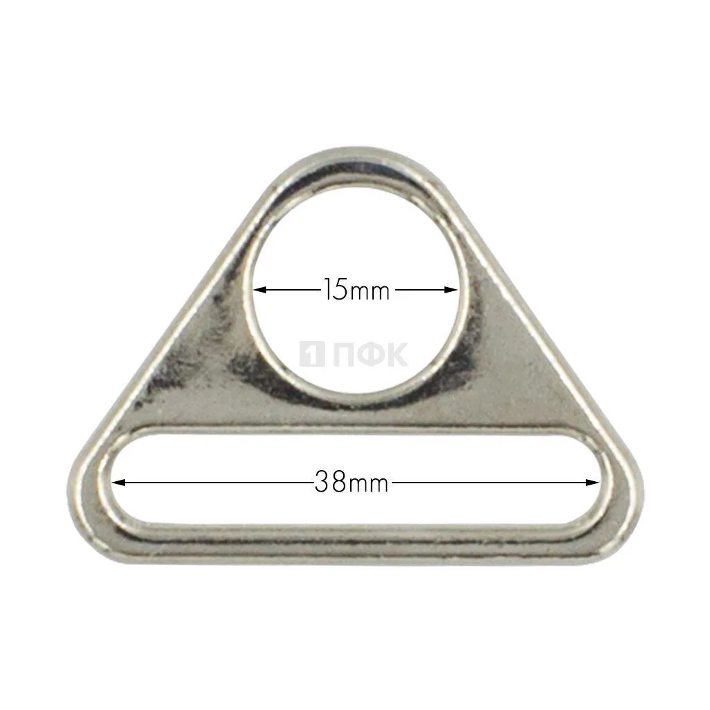 Пряжка металлическая треугольник 38мм никель (уп 500/5000шт) 7,73гр