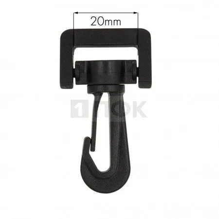 Карабин пластик поворотный 20мм POM цв чёрный (уп 400шт) 360 градусов